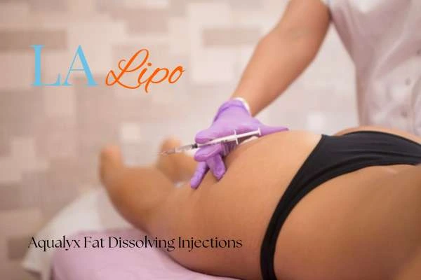 Woman having fat dissolving injections Llanelli on thighs