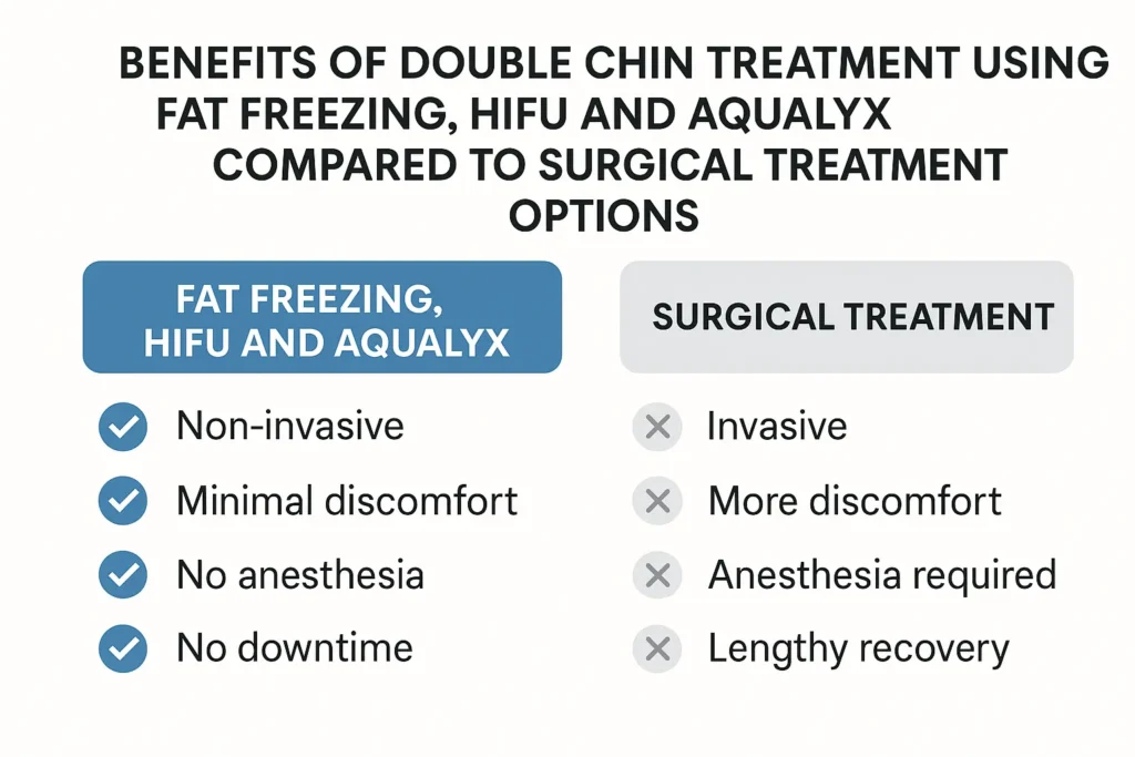 Graphic about the benefits of double chin treatment Llanelli - from LA LIPO