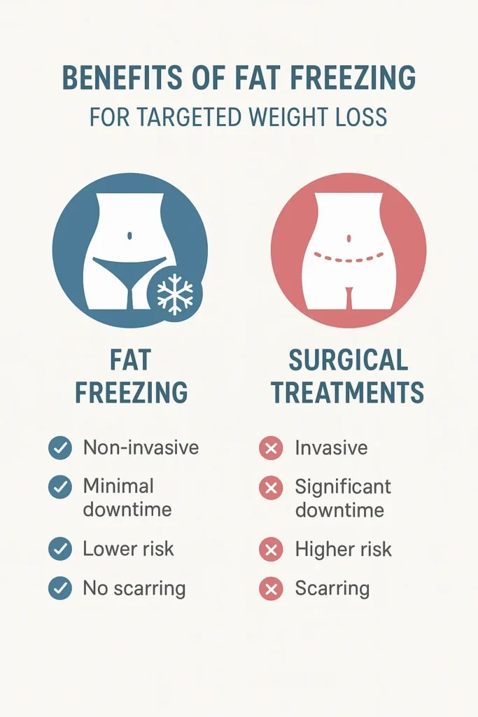 graphic showing the benefits of fat freezing Llanelli