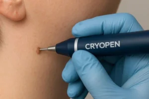 Person receiving skin tag removal Llanelli
